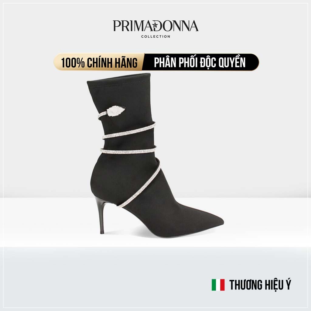 Giày boots Primadonna Collection Black Fabric Ankle Boot With Jewel Bracelet