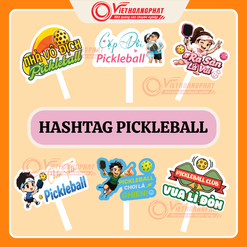 Hashtag PICKLEBALL, Hashtag Cổ Vũ Thể Thao, Bảng Cầm Tay Checkin Giải Đấu, CLB, Team Building IN THE
