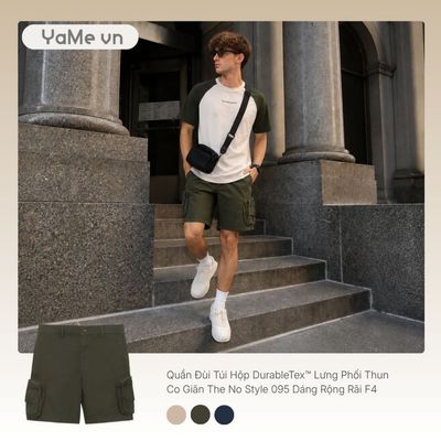 Quần Đùi Nam Túi Hộp DurableTex™ Lưng Phối Thun Co Giãn The No Style 095 Dáng Rộng Rãi F4 23626 |YaMe|
