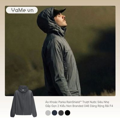 Áo Khoác Parka Nam RainShield™ Trượt Nước Siêu Nhẹ Gấp Gọn 2 Kiểu Non Branded 046 Dáng Rộng Rãi F4 24313 |YaMe|