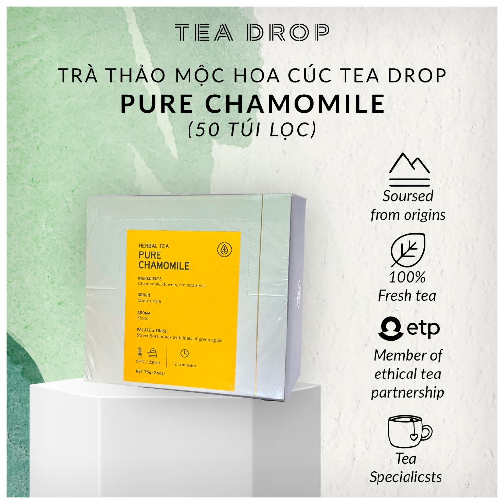[Xuất xứ Úc] Trà thảo mộc hoa cúc Tea Drop Pure Chamomile (50 túi lọc)