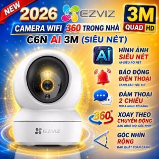 Camera wifi trong nhà xoay 360 ezviz c6n h6c ty+ 2m 5m 2k 1080p full hd bảo hành 24th