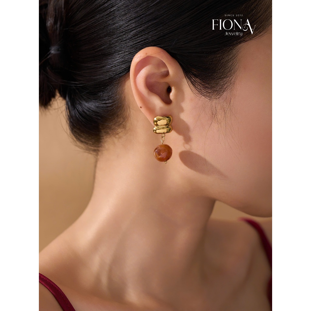 Khuyên tai nữ mùa hè thạch Jelly Fionaa Jewelry thép Titan không gỉ