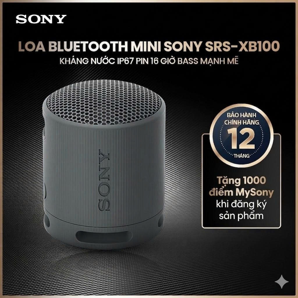 Loa bluetooth mini Sony SRS-XB100 kháng nước IP67 pin 16 giờ bass mạnh mẽ