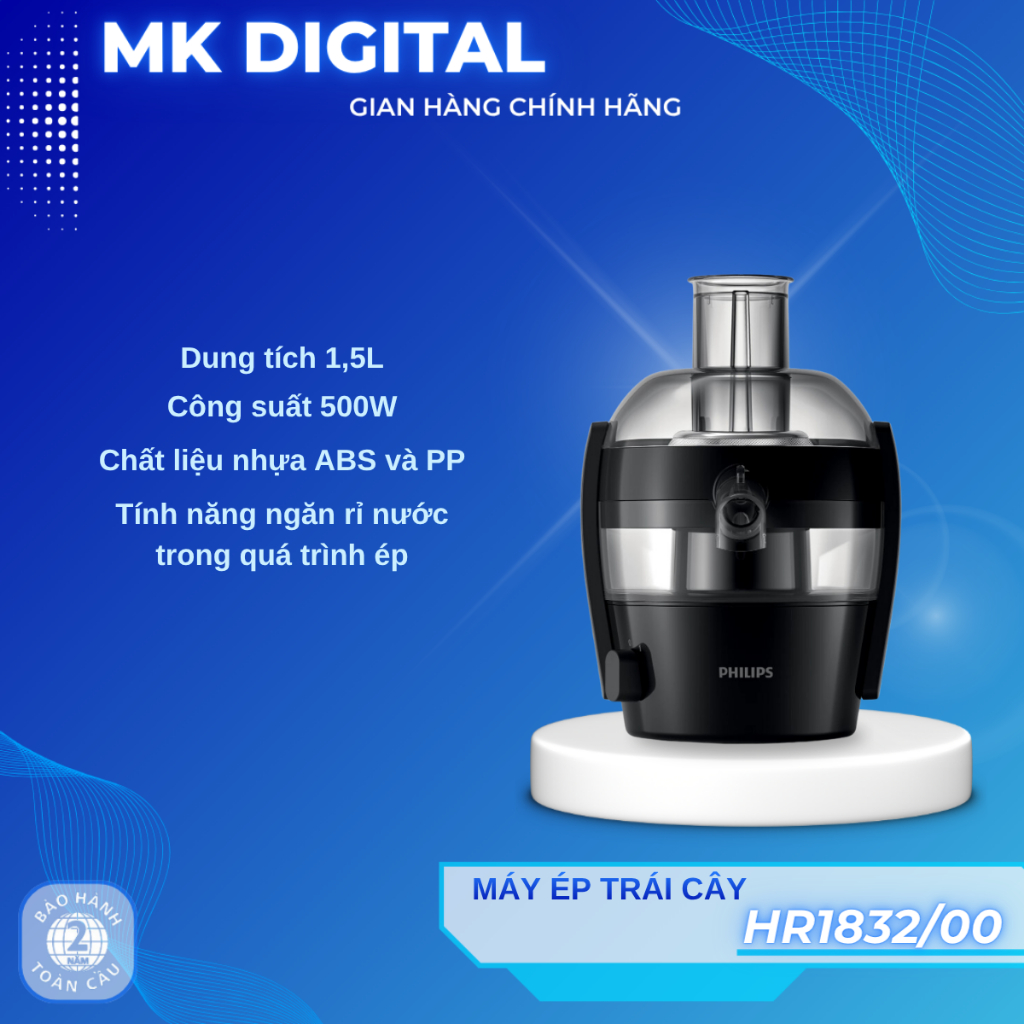 Máy ép hoa quả Philips HR1832/00 - Hàng chính hãng - Bảo hành 24 tháng