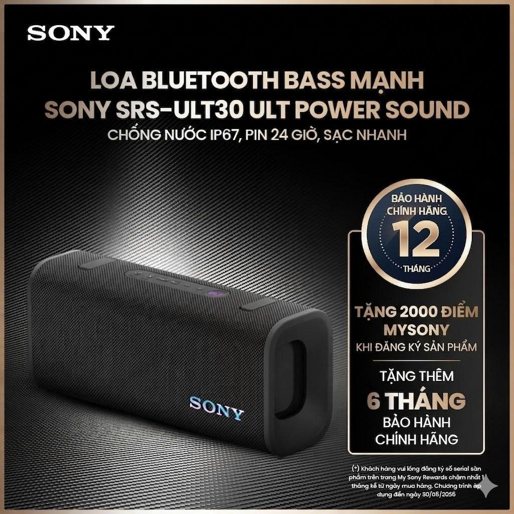 Loa bluetooth bass mạnh Sony ULT FIELD 3 SRS-ULT30 chống nước IP67, pin 24 giờ, sạc nhanh | BigBuy360 - bigbuy360.vn