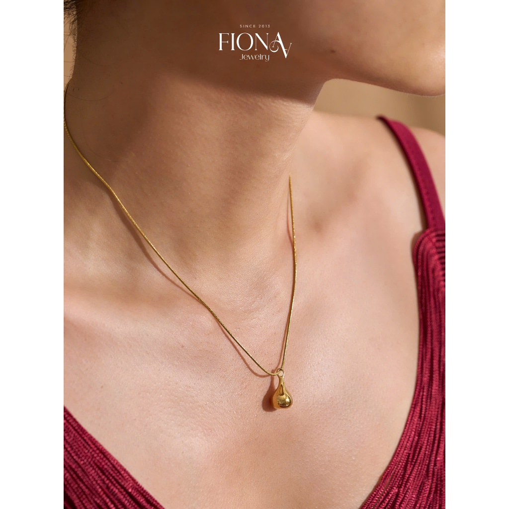 Vòng cổ dây chuyền nữ Ocean Drop thanh lịch tối giản Fionaa Jewelry thép Titan không gỉ