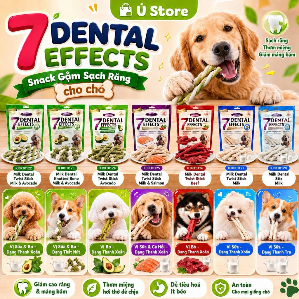 Snack Xương Gặm 7 Dental Effects - Túi 160g