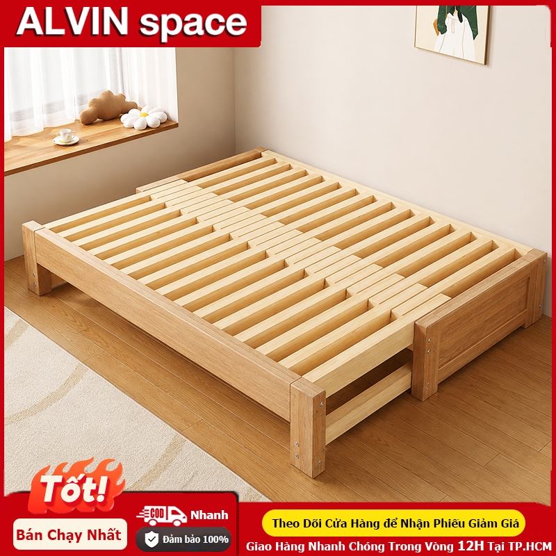 ALVIN Giường ngủ gỗ giường gấp gọn thông minh Có thể thu gọn  Gỗ thân thiện với môi trường  Chống ẩm  Chống gỉ