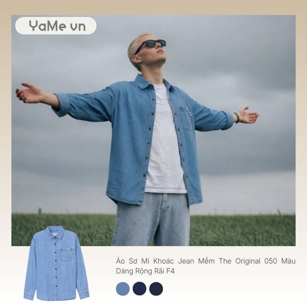 Áo Sơ Mi Nam Khoác Jean Mềm The Original 050 Dáng Rộng Rãi F4 24385 |YaMe|