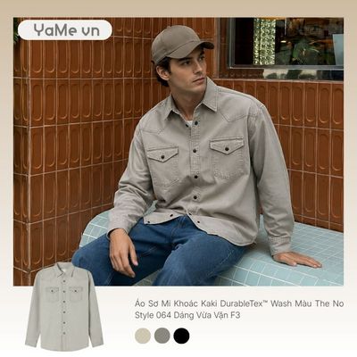 Áo Sơ Mi Nam Khoác Kaki DurableTex™ Wash The No Style 064 Dáng Vừa Vặn F3 23510 |YaMe|