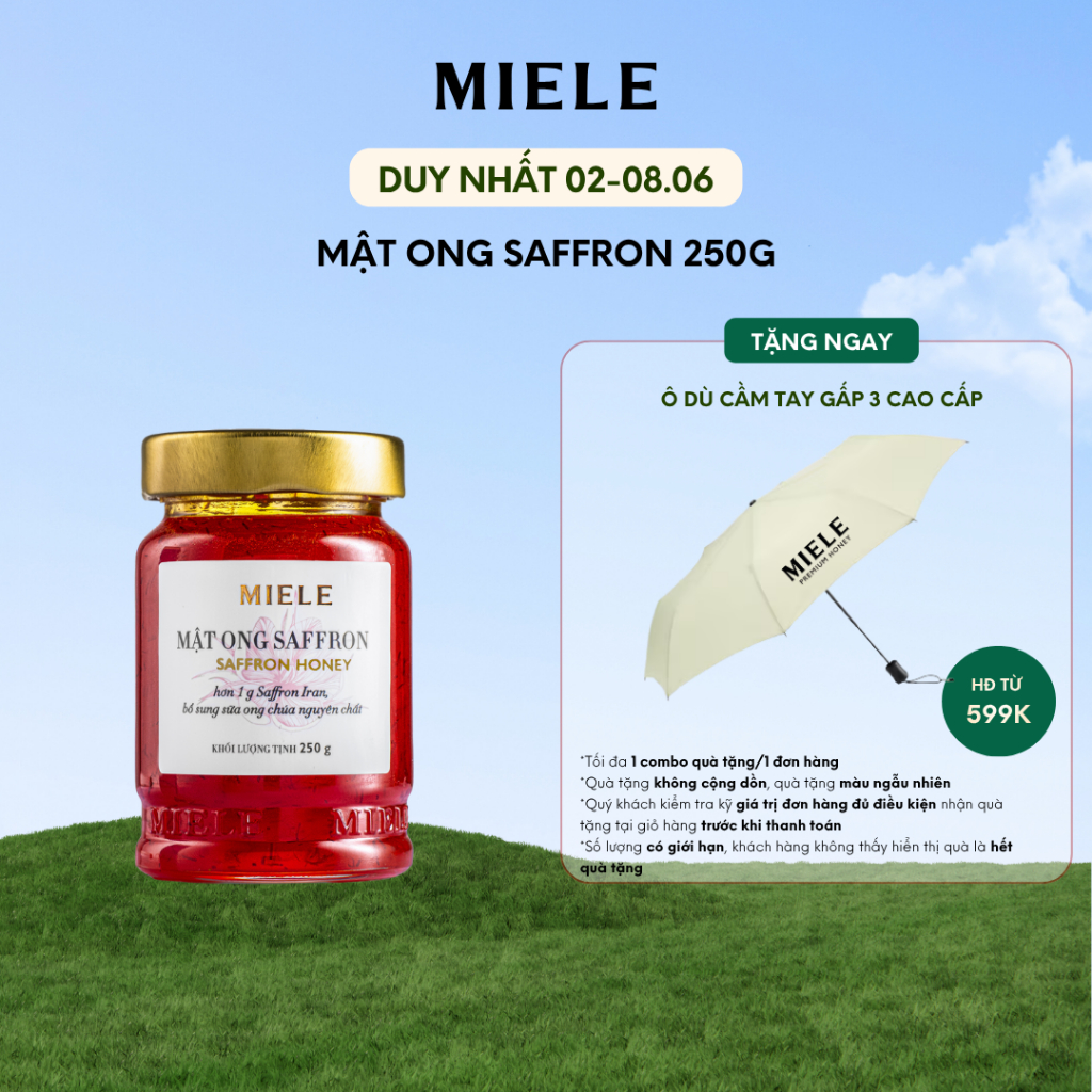Mật Ong Saffron Miele 250g (1G Saffron, Thêm Sữa Ong Chúa)