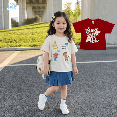Combo 2 Áo Phông Cộc Tay K'S CLOSET Chất Liệu Vải Cotton Cho Bé Trai Và Bé Gái (2-14 tuổi) từ 10kg-62kg CB_SIS04