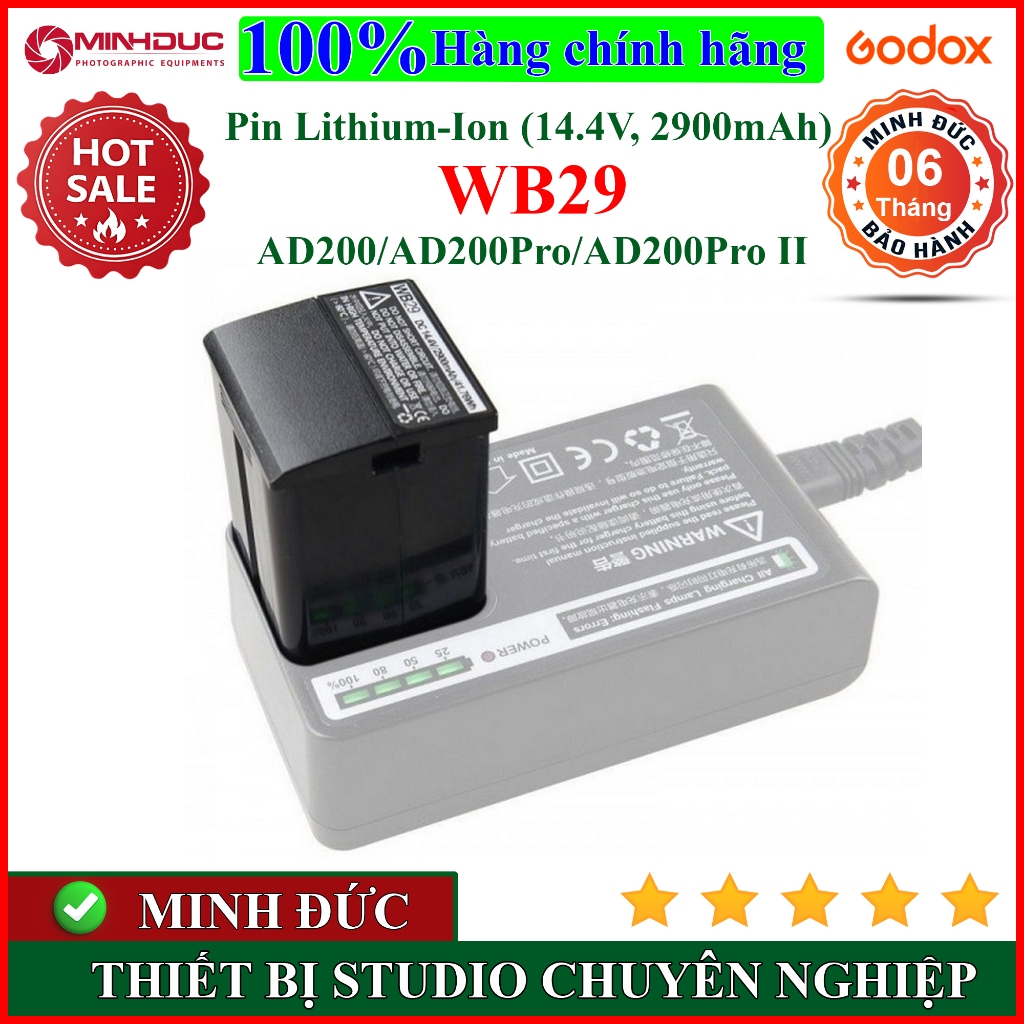 Pin Godox WB29 cho đèn Flash Godox AD200/ AD200Pro/ AD200Pro II (MINH ĐỨC )