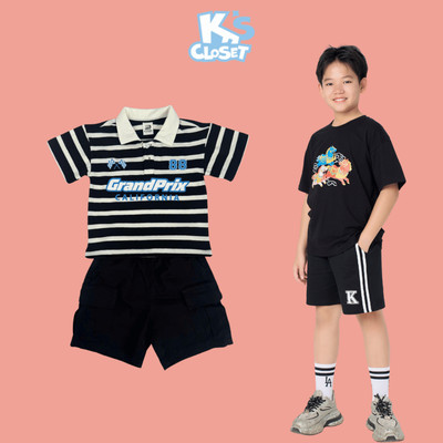 Combo 2 Áo (Cộc Tay + Polo) K'S CLOSET Chất Liệu Vải Cotton From Thoải Mái Cho Bé Trai (2-14 tuổi) từ 11kg-60kg CB_SIS03