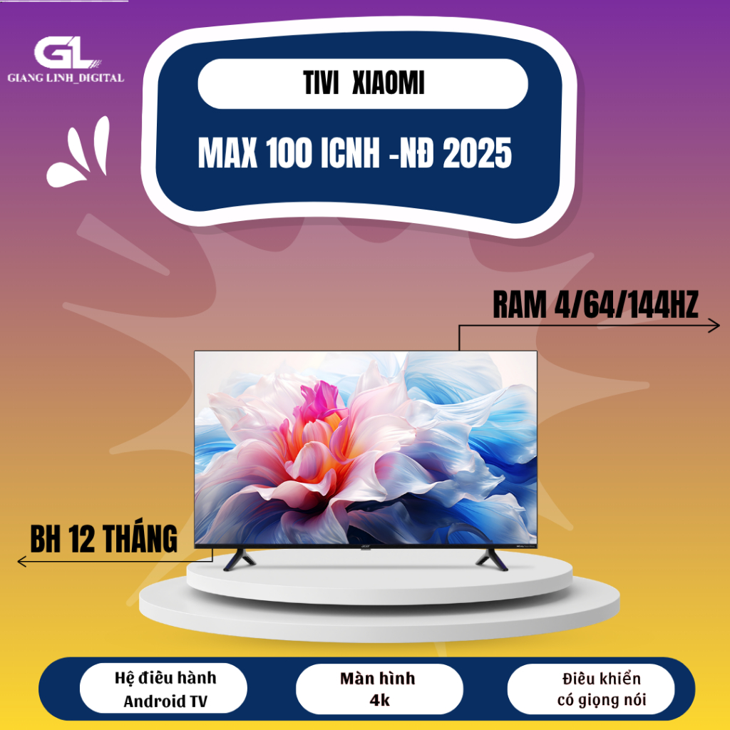 Tivi Xiaomi max 100 inch Android Tivi 4/64/144hz 4K- giọng nói TV