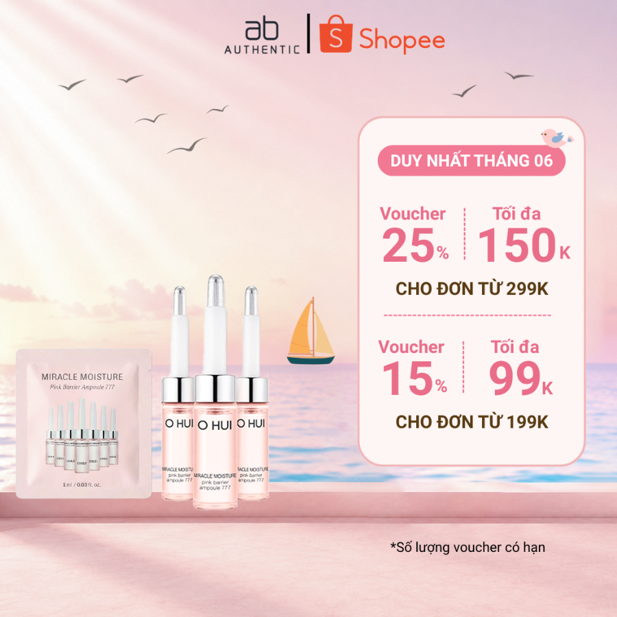 Combo 10 Gói sample Tinh chất cấp ẩm 777 chống lão hóa Ohui Miracle Moisture Ampoule - AB Authentic