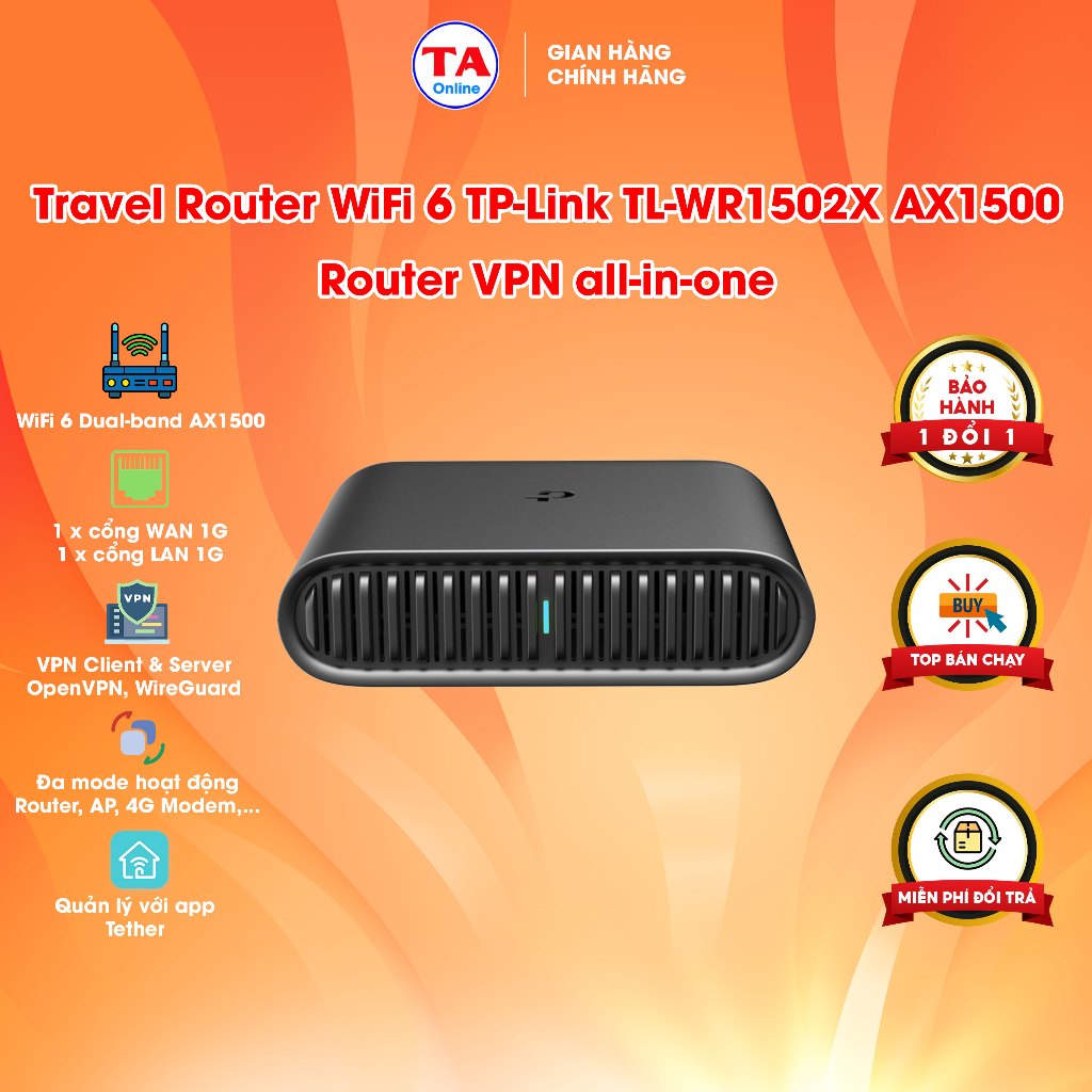 Travel Router WiFi 6 TP-Link TL-WR1502X AX1500 | Router VPN all-in-one