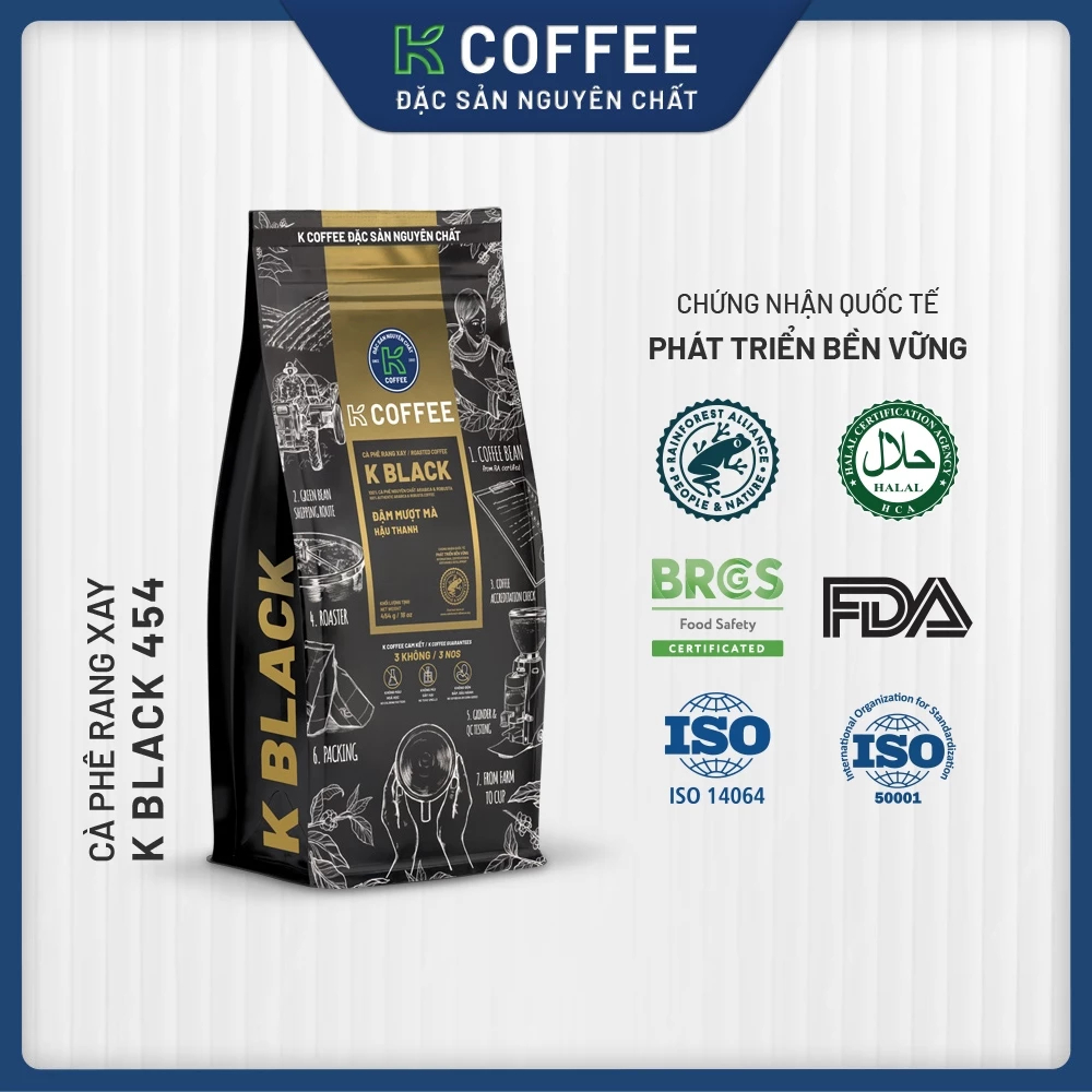 Cà phê Rang xay Đặc sản Nguyên chất Pha phin K Coffee 454g
