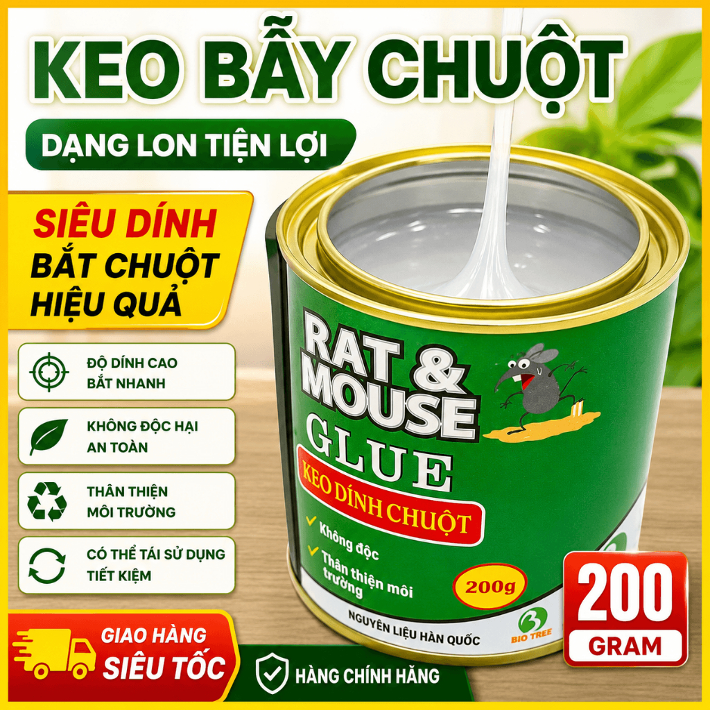 [HỎA TỐC] Keo Dính Chuột Dạng Lon 200g – Bẫy Chuột Hiệu Quả, Độ Bám Cao, Dễ Sử Dụng