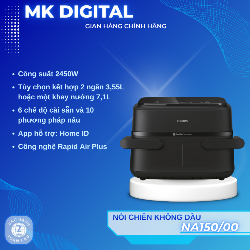 Nồi chiên không dầu NA150/00-Ra mắt 2025-Bảo hành chính hãng 2 năm-Có thể tháo vách ngăn linh hoạt