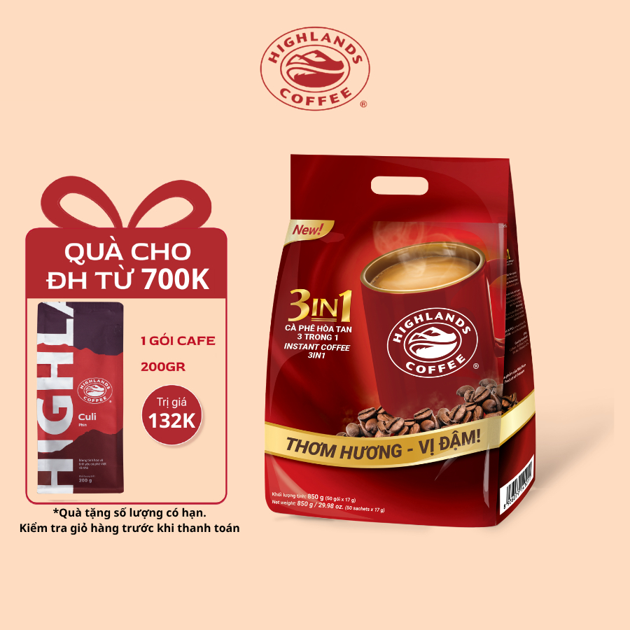 CÀ PHÊ SỮA HOÀ TAN 3IN1 HIGHLANDS COFFEE - 50 GÓI