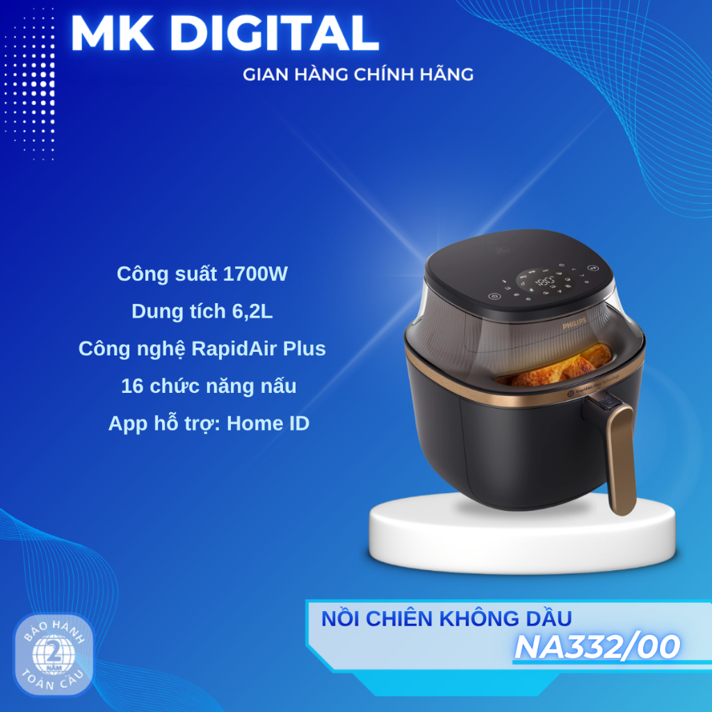 Nồi chiên không dầu Philips NA332/00 6.2 lít - Hàng chính hãng - Bảo hành 24 tháng