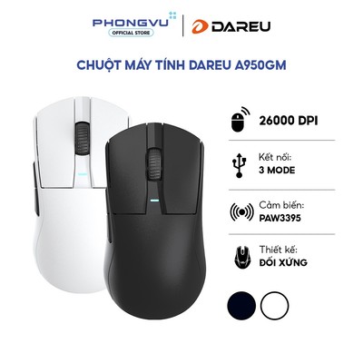 Chuột không dây Dareu A950GM - Triple Mode - Cảm biến PAW3395 - Siêu nhẹ 60g - Bảo hành 24 tháng