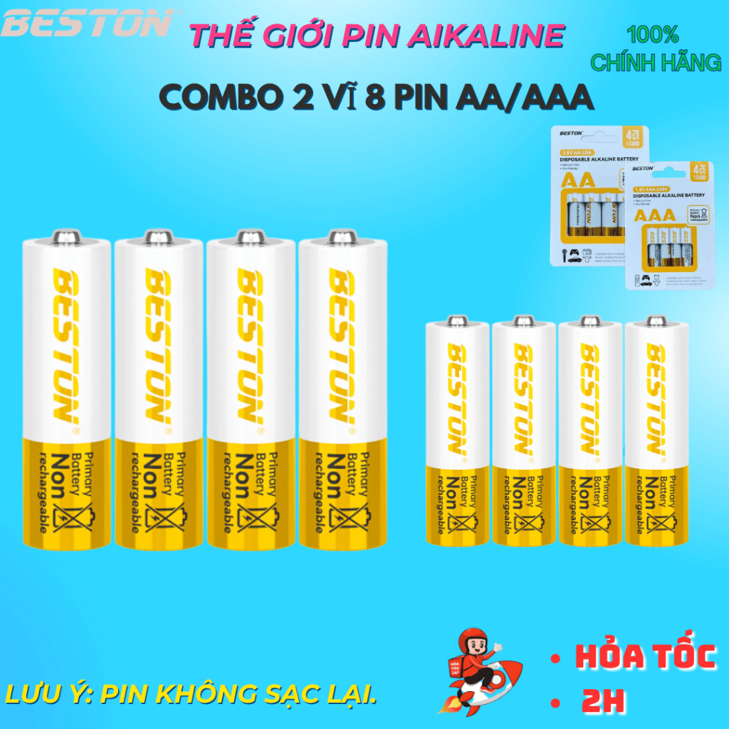 Pin kiềm alkaline 2A-3A 1.5V Beston dùng cho Micro karaoke, đồ chơi , điều…