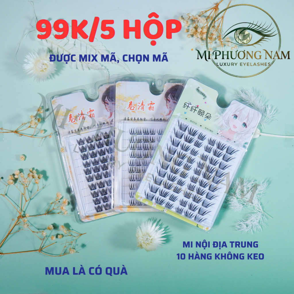 Mi giả 99k/5 hộp được mix mã - tự nhiên tới sắc sảo- combo5 tặng kèm keo nhíp - Mi Phương Nam