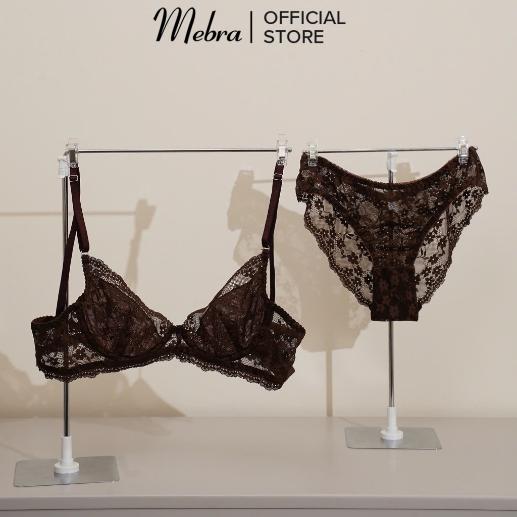 Bộ Đồ Lót Ren MEBRA Áo Lót Ren Có Gọng Mút Mỏng Xuyên Thấu Kèm Quần Lót Ren Hoa Sexy Quyến Rũ - Màu Nâu Tây | BigBuy360 - bigbuy360.vn