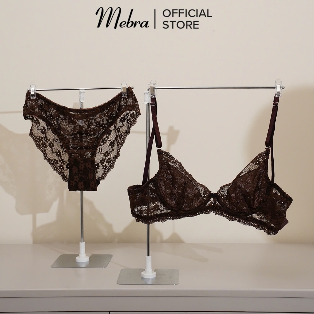 Bộ Đồ Lót Ren MEBRA Áo Lót Ren Có Gọng Mút Mỏng Xuyên Thấu Kèm Quần Lót Ren Hoa Sexy Quyến Rũ - Màu Nâu Tây | BigBuy360 - bigbuy360.vn
