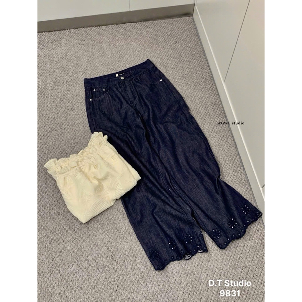 602DT9315 Quần jean suông thêu gấu Wgwe 9831 𝐇𝐀.𝐇𝐈 𝘄𝗲𝗮𝗿”