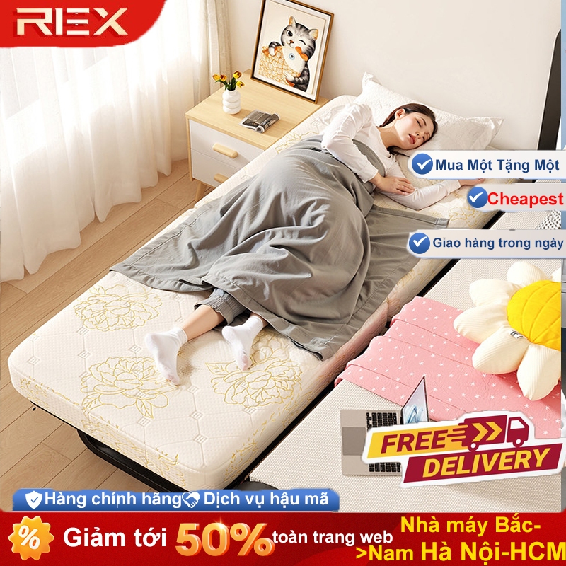 REX giường gấp gọn thông minh Đệm mút dày Khung Thép Cao Cấp Chắc Chắn Giường Gấp Gọn Nhẹ Bền Bỉ