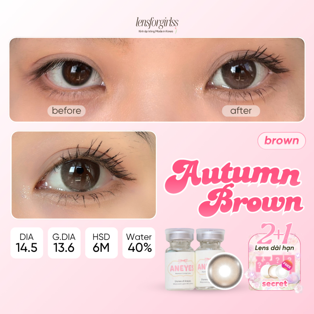Lens nâu | Kính áp tròng GIÃN TRÒNG AUTUMN BROWN chính hãng ANEYES Korea | DIA 14.5 | Lens cận | LENSFORGIRLSS | BigBuy360 - bigbuy360.vn
