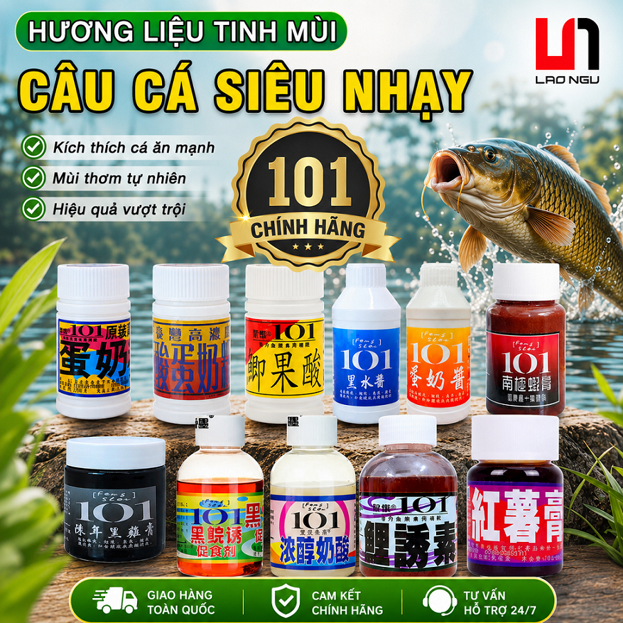 Hương Liệu 101 Tinh Mùi Câu Cá Siêu Nhạy, Tinh Câu Cá Trắm Đen , Chép , Trắm Trắng, Rô Phi