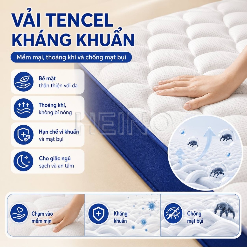 HEINO Nệm Lò Xo Túi Độc Lập 20cm Êm Ái Thoáng Khí Nâng Đỡ Cột Sống Cho Phòng Ngủ Gia Đình COD | BigBuy360 - bigbuy360.vn
