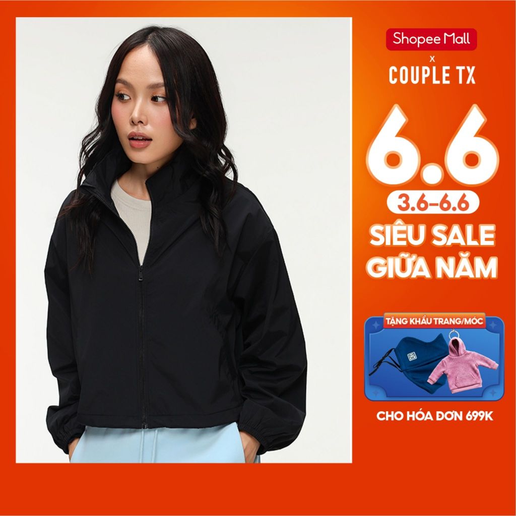 Áo Khoác Dù Nữ Couple TX Cổ Đứng Không Nón Form Relax Boxy WOP 2095