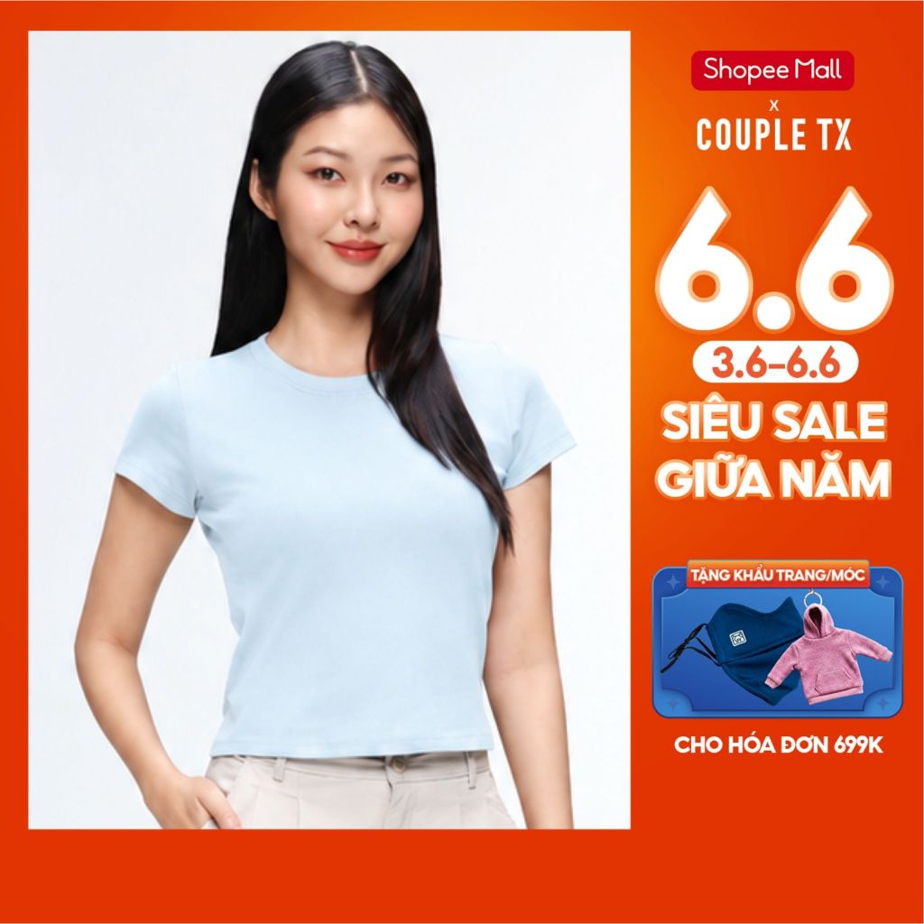 Áo Thun Nữ Couple TX Vải Rib Co Giãn Form Slim Boxy WTS 2521