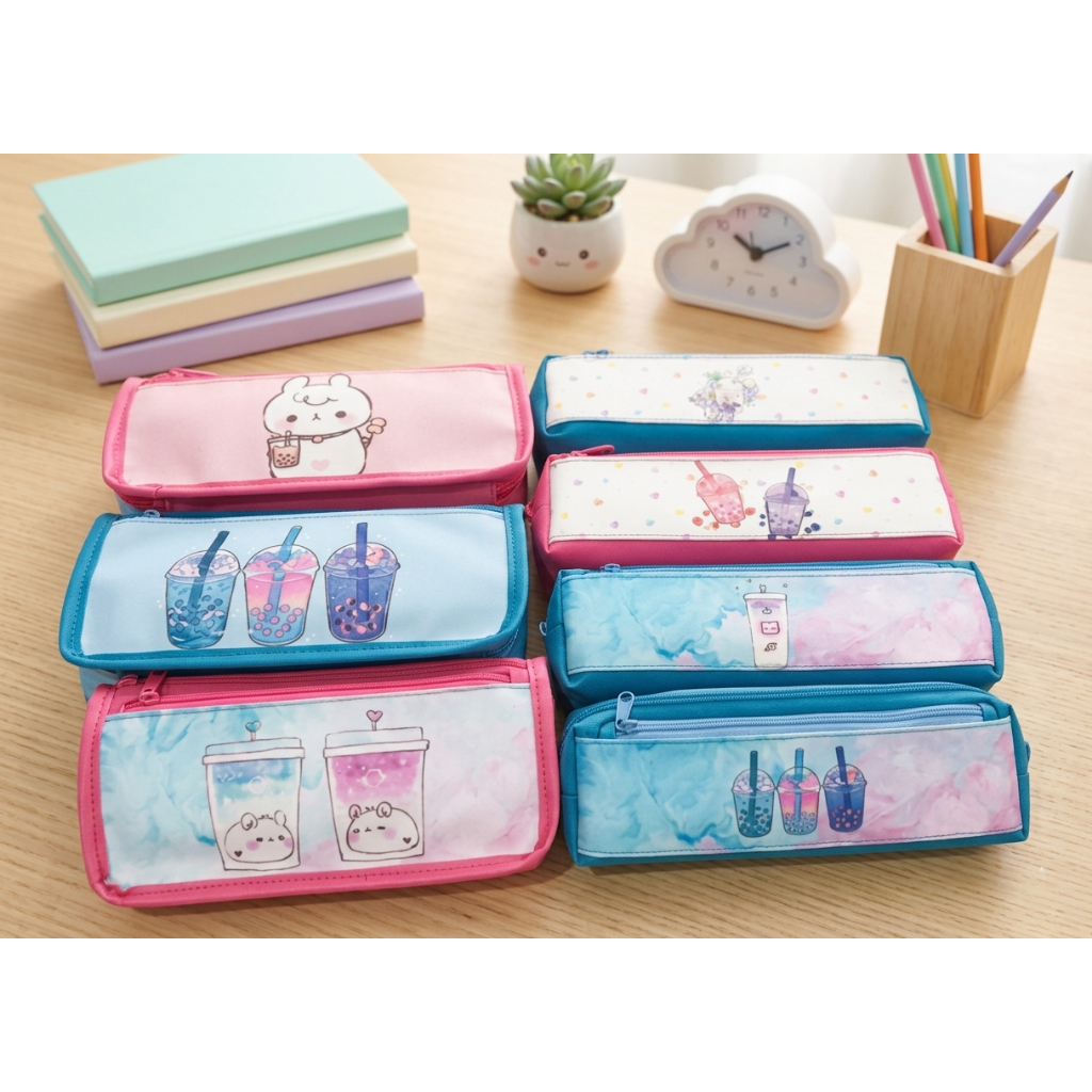 Hộp bút trà sữa HBST20 bóp viết boba tea cute dễ thương