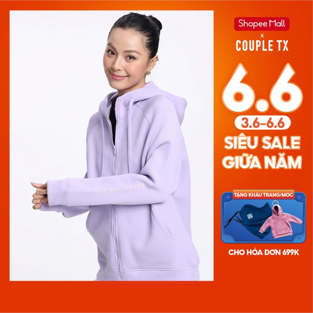 Áo Khoác Nữ Couple TX Original Thun 2 Da Form Oversize WOK 2063
