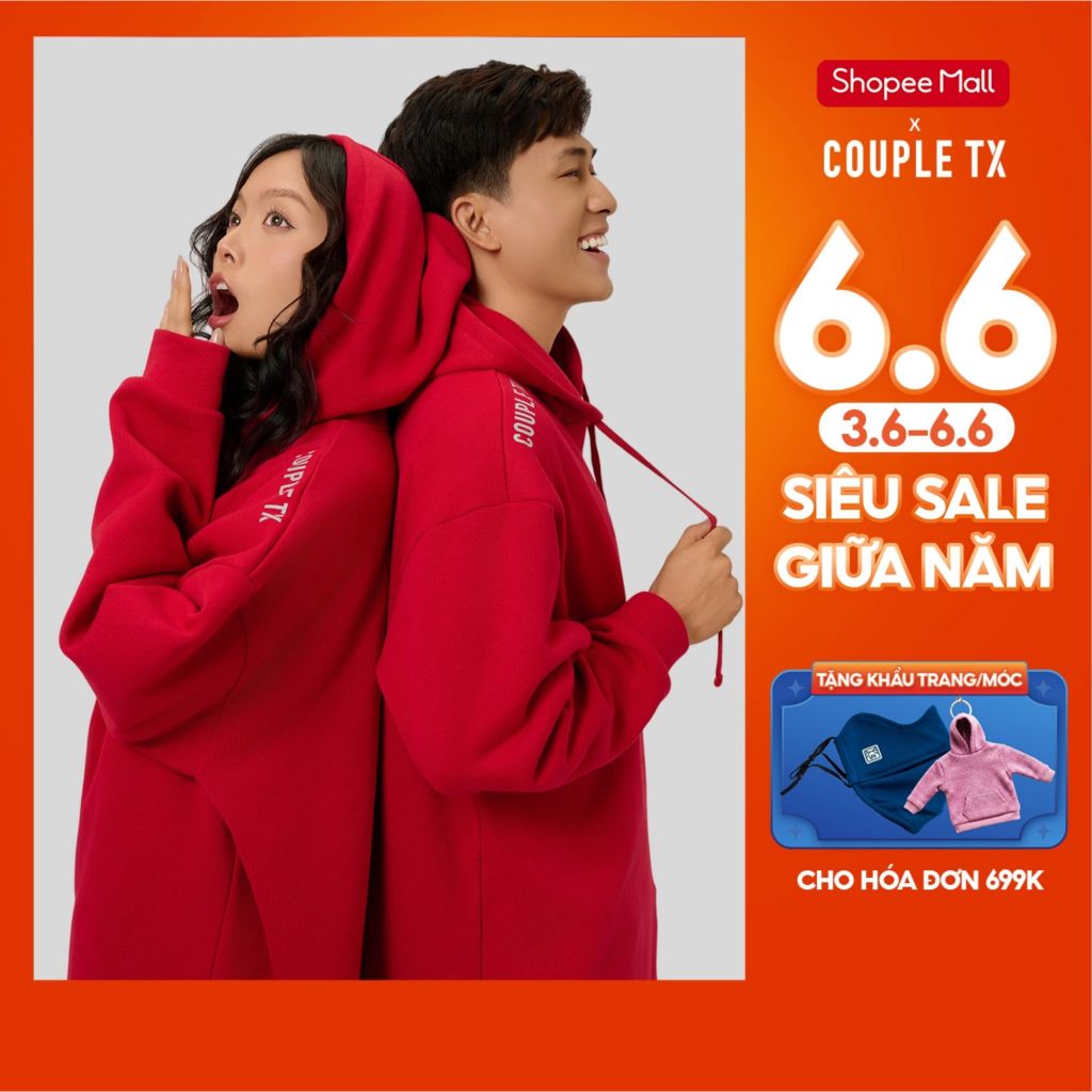 Áo Hoodie Nam Nữ Couple TX Oversize Twin Together MHO 1024