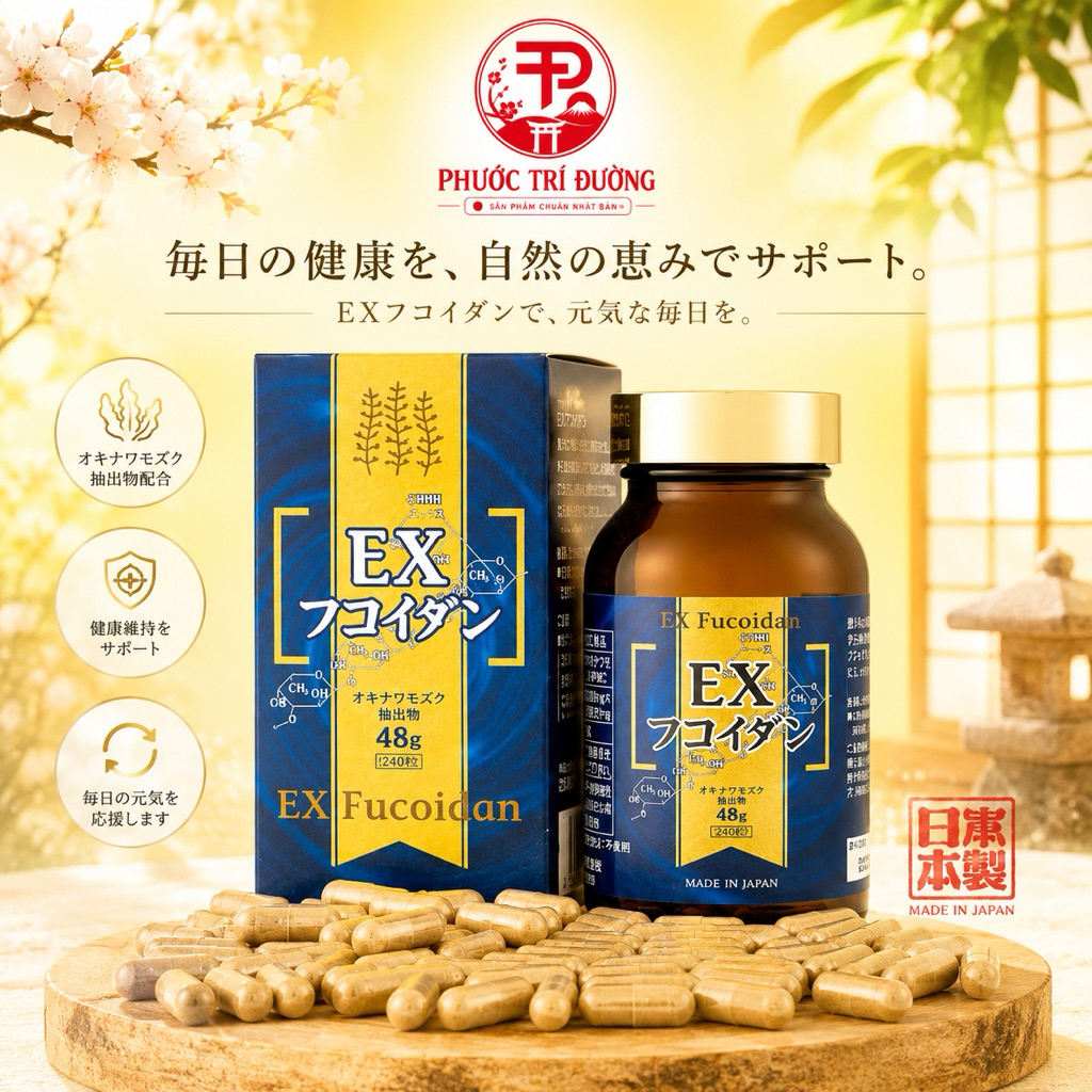 [Ex Fucoidan Nhật Bản]Viên uống Ex Fucoidan Nichiei Bussan- Kanehide Bio Fucoidan Ex- Hộp 150 viên