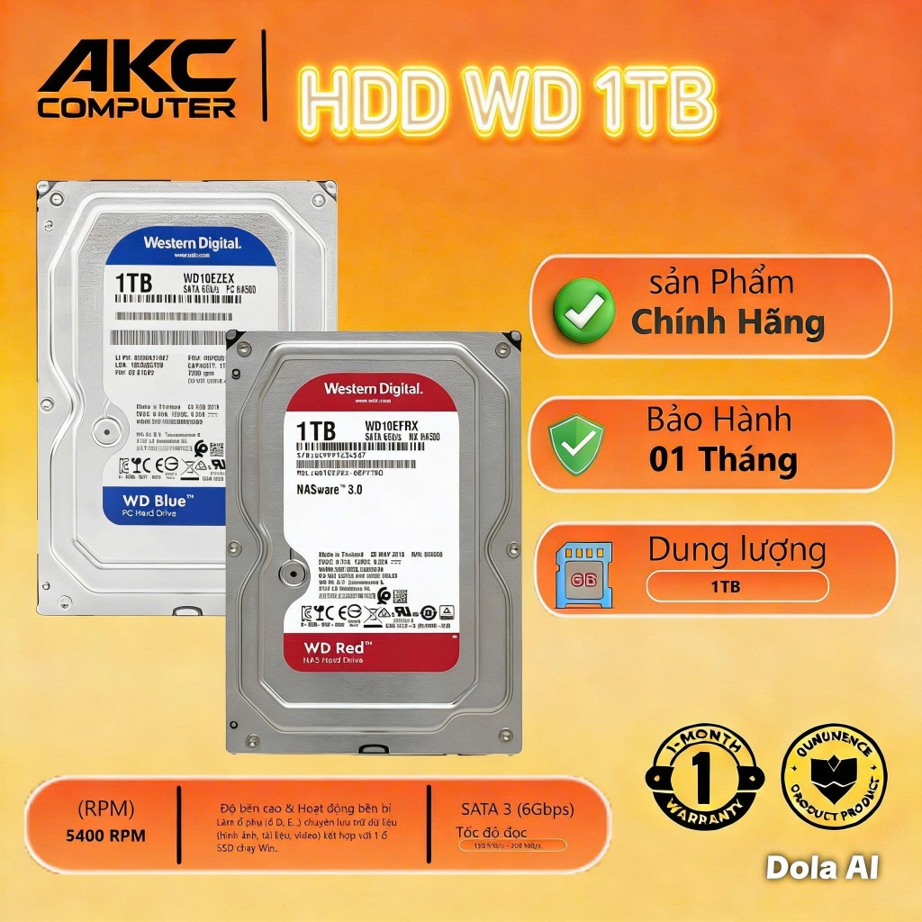 Ổ Cứng HDD 1TB PC – Toshiba P300 / WD Blue / WD Green / Seagate – SATA III, Chính Hãng, Bảo Hành