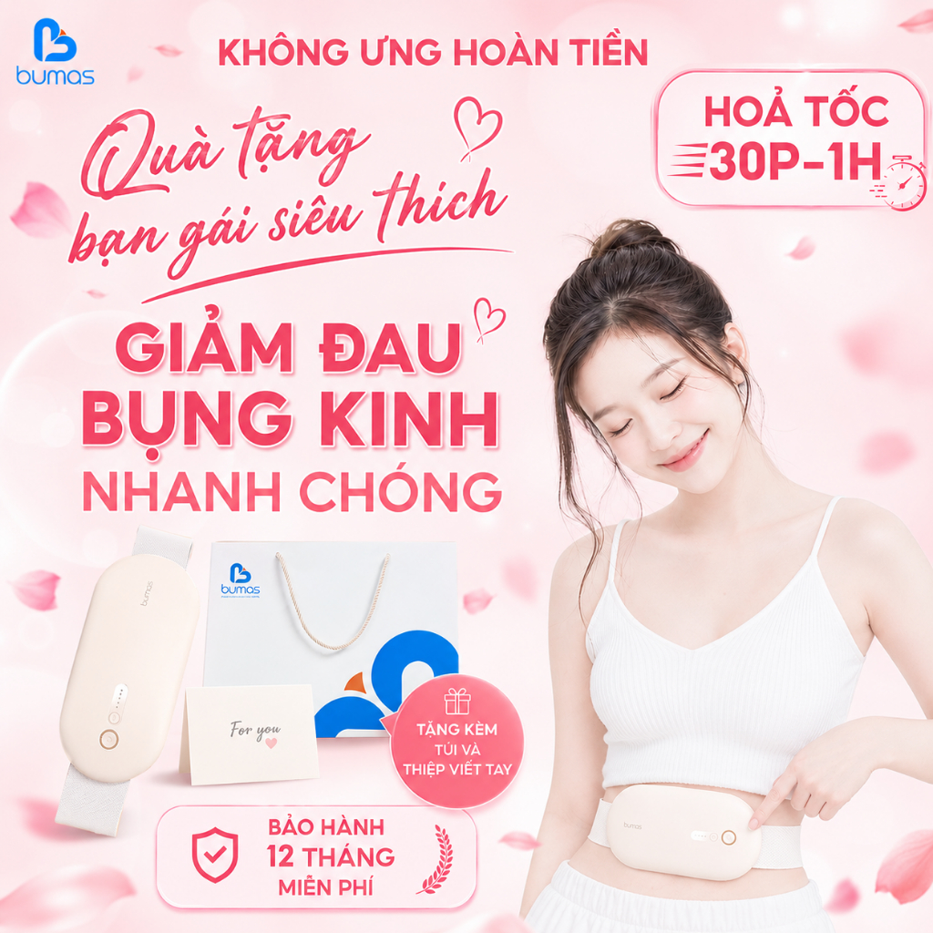 Đai Chườm Nóng Giảm Đau Bụng Kinh Ulucky Có Massage Bụng - BUMAS BU01 - Quà Tặng Cho Bạn Gái