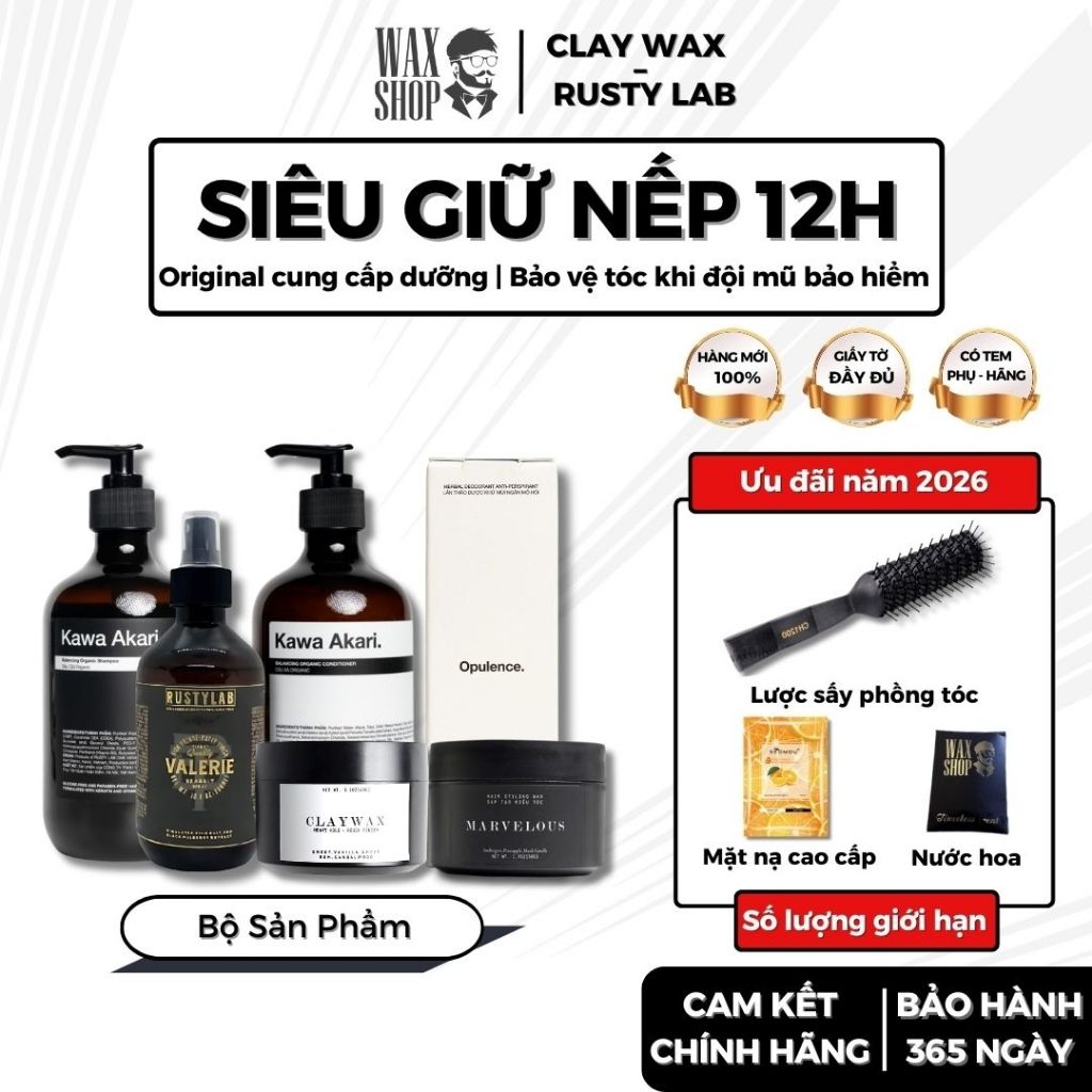 Full Line Sáp vuốt tóc nam Rusty Lab Clay Wax Marvelous Valerie Sea Salt Spray chính hãng - Waxshop