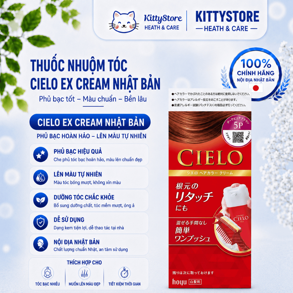 Thuốc Nhuộm Tóc Cielo Ex Cream Nhật Bản Phủ Bạc Tốt