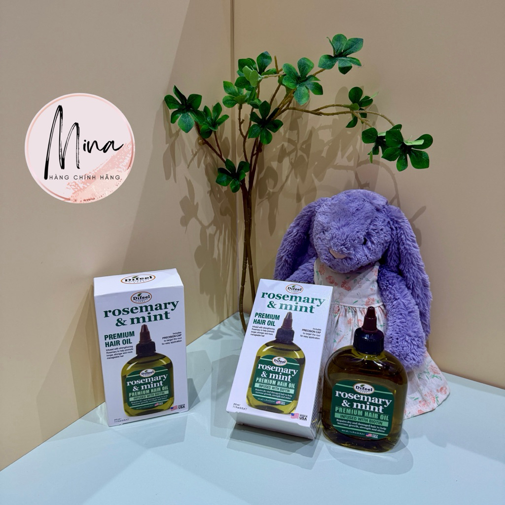 [Hàng Mỹ] Tinh dầu ủ tóc mọc dài và nhiều Difeel Rosemary and Mint Premium Hair Oil Infused with Bio