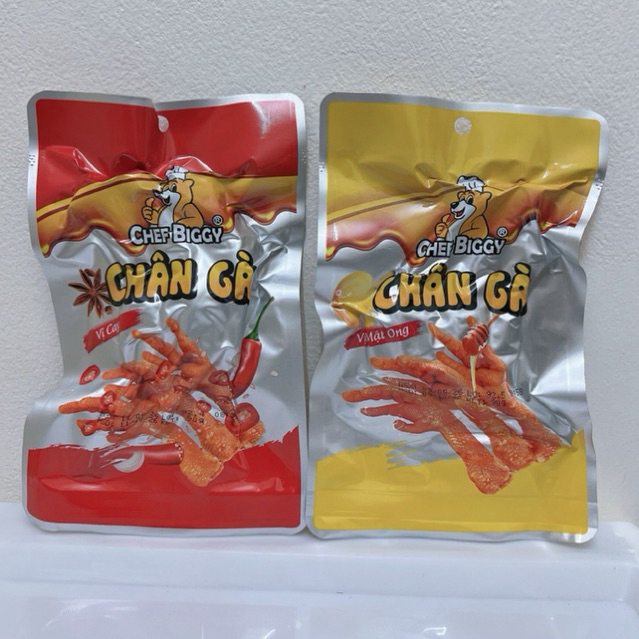 Combo 20 gói chân gà X3 chefbiggy gói 3 chân 90g vị mật ong, vị cay