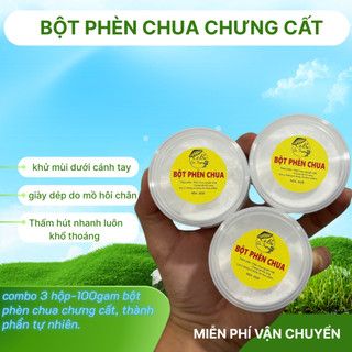 [3 hộp] 100gam Bột Phèn Chua Chưng Cất khử mùi dưới cánh tay áo.